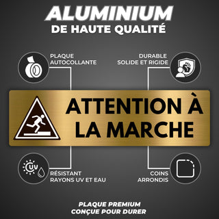 LEIASA | Panneau Attention à la Marche - 5x18 cm - Aluminium - Risque 