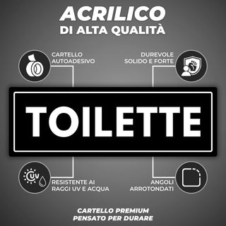 LEIASA | Segnale Toilette - 7,5 x 23 cm - Spessore 2 mm - Acrilico - T