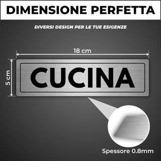 LEIASA | Cartello Cucina - 5x18 cm - Spessore 0,8 mm - Alluminio - Tar