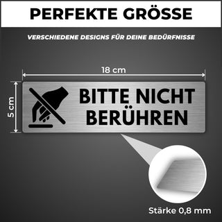 LEIASA | Schild Nicht Berühren - 5x18 cm - Aluminium - Warnschild Verb