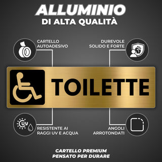 LEIASA | Segnale Bagno Disabili - 5x18 cm - Alluminio - Cartello Servi