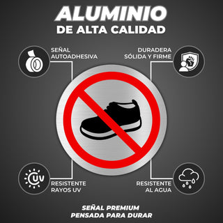 LEIASA | Panneau Retirez Vos Chaussures - Ø 100 mm - Aluminium - Sol S