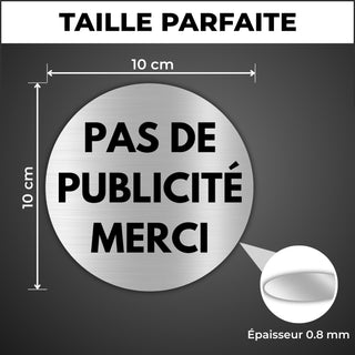 LEIASA | Panneau Adhésif Publicité Non Admise - 10x10 cm - Épaisseur 0