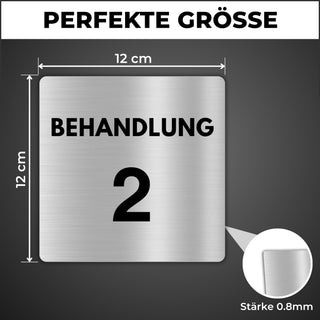 LEIASA | Schild Behandlung - 12x12 cm - Aluminium - Türschild Behandlu
