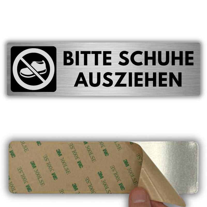 LEIASA | Schild Schuhe Verboten - 5 x 18 cm - Stärke 0,8 mm - Aluminiu