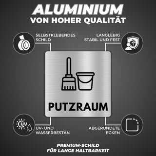 LEIASA | Schild Putzraum - 12x12 cm - Aluminium - Putzmittelraum - Rei