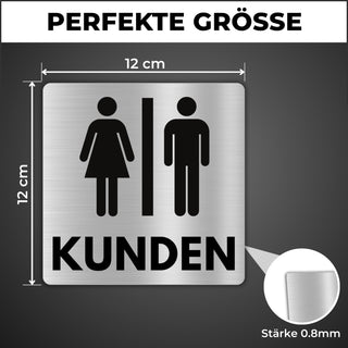 LEIASA | Schild WC für Kunden - 12x12 cm - Aluminium - Kundentoilette 