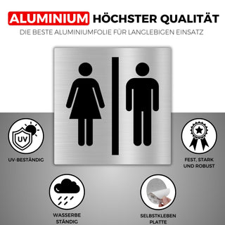 LEIASA | Selbstklebendes Unisex WC Schild - 10x10 cm - 0,8 mm Dicke - 