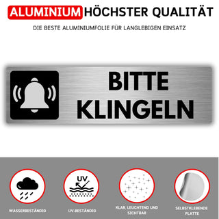 LEIASA | Selbstklebendes Schild Klingel drücken - 5x18 cm - Dicke 0,8 
