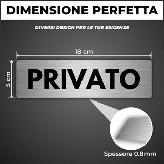 LEIASA | Segnale adesivo Privato - 5x18 cm - Spessore 0,8 mm - Allumin