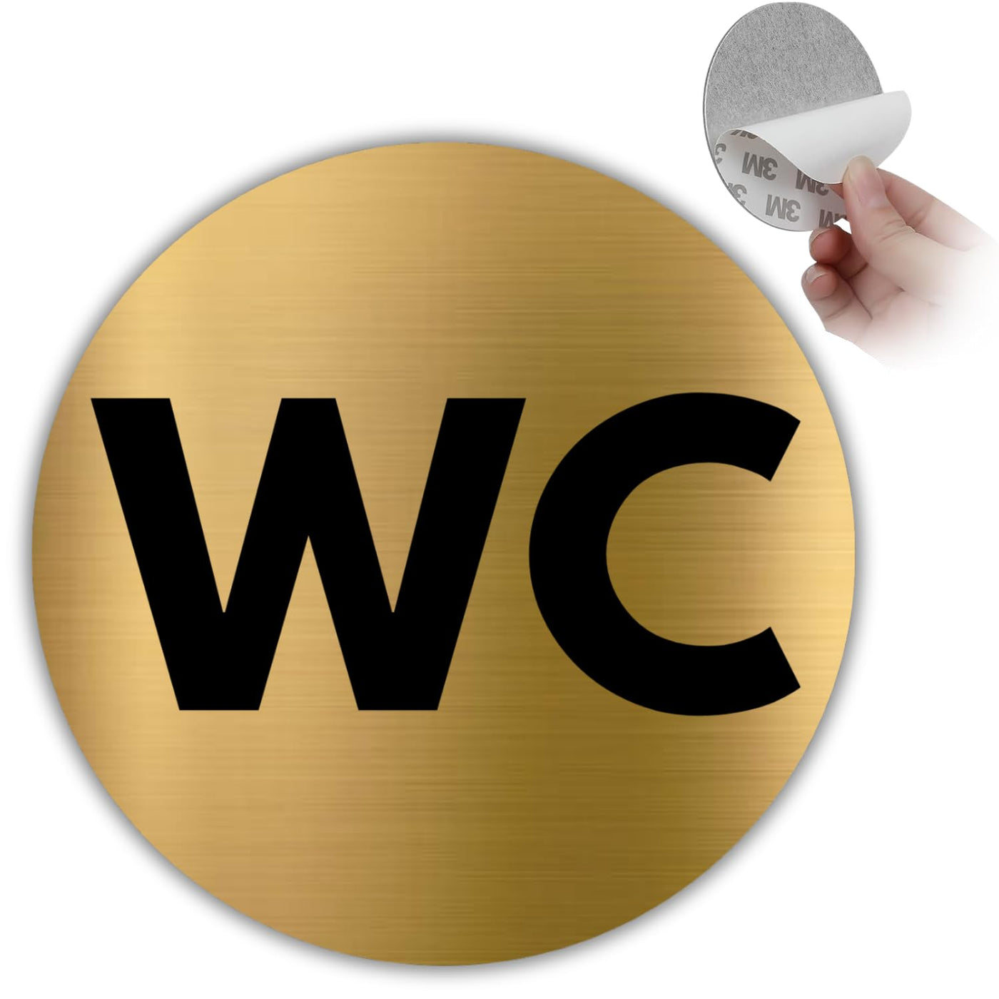LEIASA | Goldenes Schild WC - Ø 10 cm - Stärke 0,8 mm - Aluminium - Ru