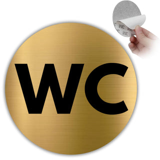LEIASA | Goldenes Schild WC - Ø 10 cm - Stärke 0,8 mm - Aluminium - Ru