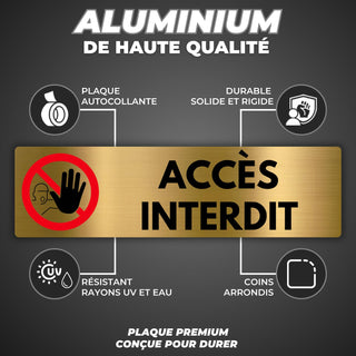 LEIASA | Panneau Accès Interdit - 5x18 cm - Aluminium - Zone Non Autor