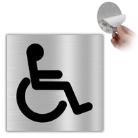 LEIASA | Selbstklebendes Behinderten Zugang Schild - 10x10 cm - 0,8 mm Dicke - Aluminium - Barrierefrei WC Schild - Rollstuhlgerecht Zeichen - 3M Klebeschild Inklusion (WC-Schild Behindertengerecht)