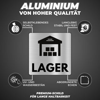LEIASA | Schild Lager - 12x12 cm - Aluminium - Lagerraum - Warenlager 