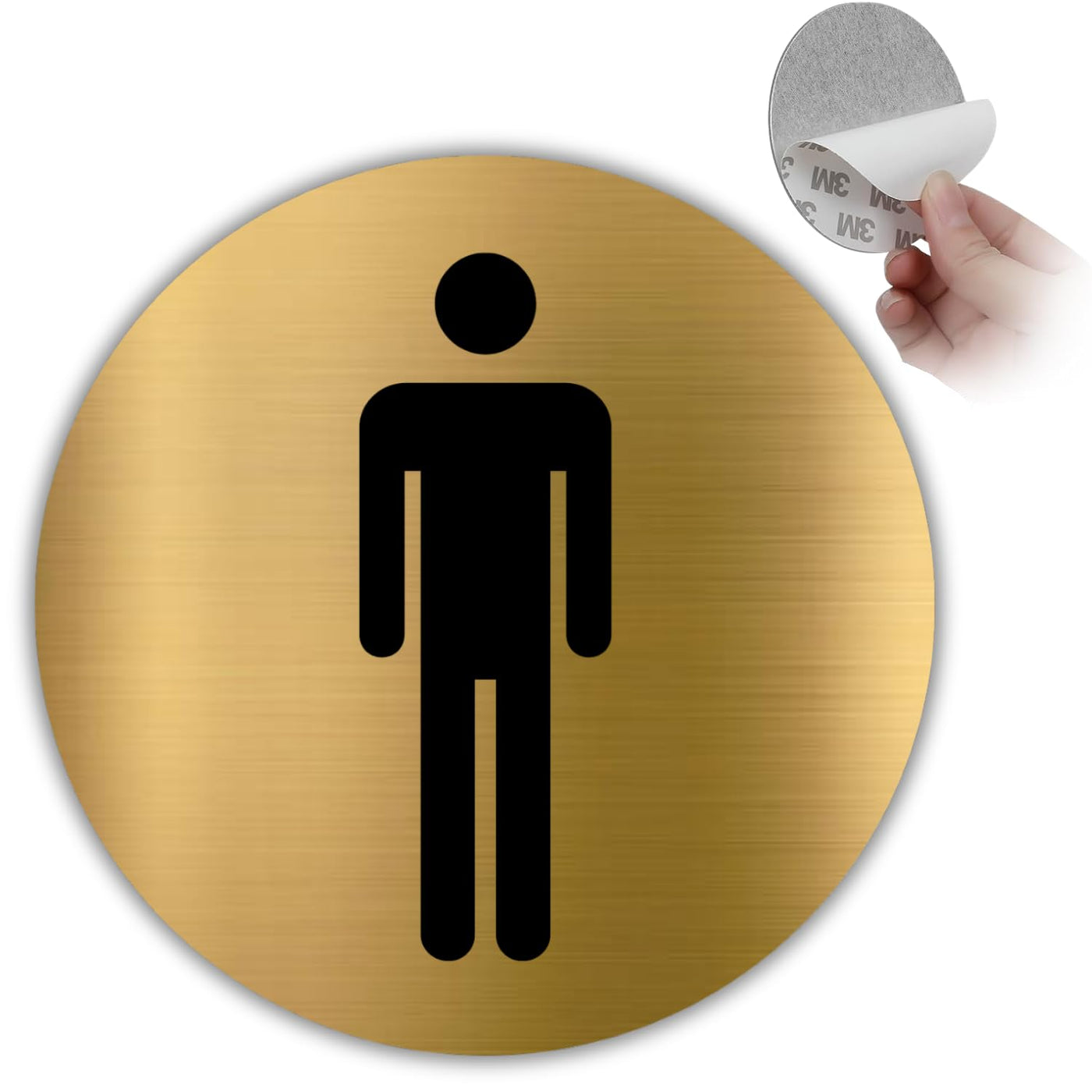 LEIASA | Goldenes Schild WC Herren - Ø 10 cm - Stärke 0,8 mm - Alumini