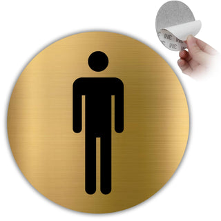 LEIASA | Goldenes Schild WC Herren - Ø 10 cm - Stärke 0,8 mm - Alumini