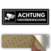 LEIASA | Acrylschild Videoüberwachung - 7,5 x 23 cm - Stärke 2 mm - Acryl - Selbstklebend - Kamerasymbol - Sicherheits-Hinweis - (Kameraüberwachung Schild)
