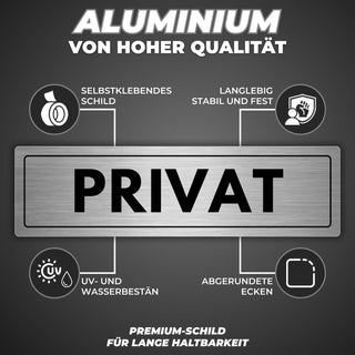 LEIASA | Schild Privat - 5x18 cm - Aluminium - Türschild Privatbereich