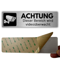 LEIASA | Selbstklebendes Schild Videoüberwachter Bereich - 5x18 cm - Dicke 0,8 mm - Schild Sicherheitskameras - Zeichen Überwachungsbereich - Hinweis Alarm Aktiv - Zeichen Überwachter Bereich