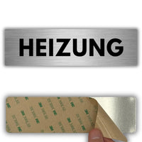 LEIASA | Schild Heizung - 5x18 cm - Aluminium - Türschild Heizungsraum - Hinweisschild Heizraum - Aufkleber Heizkeller - Technikraum - Heizzentrale Schild - Dicke 0,8 mm - (Heizung)