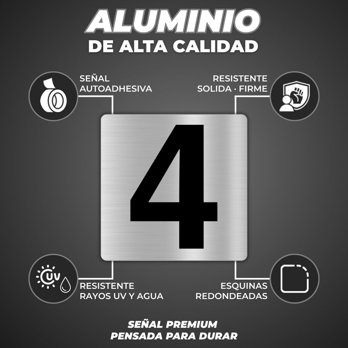 LEIASA | Numéro Maison Adhésif - 10x10 cm - Aluminium - Plaque Apparte