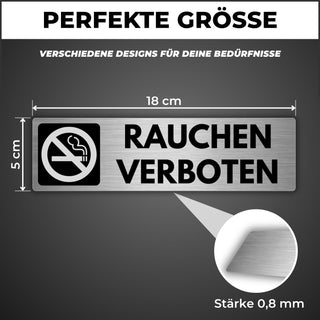 LEIASA | Schild Rauchen Verboten - 5x18 cm - Aluminium - Warnschild Ni