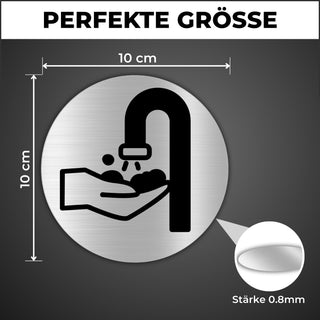 LEIASA | Selbstklebendes Händewaschschild - Dicke 0,6 mm - Durchmesser