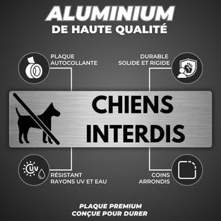 LEIASA | Panneau Adhésif Chiens Interdits - 5x18 cm - Épaisseur 0,8 mm