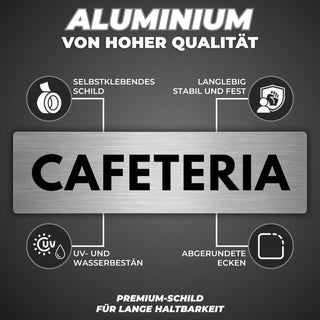 LEIASA | Selbstklebendes Schild Cafeteria - 5x18 cm - Aluminium - Hinw