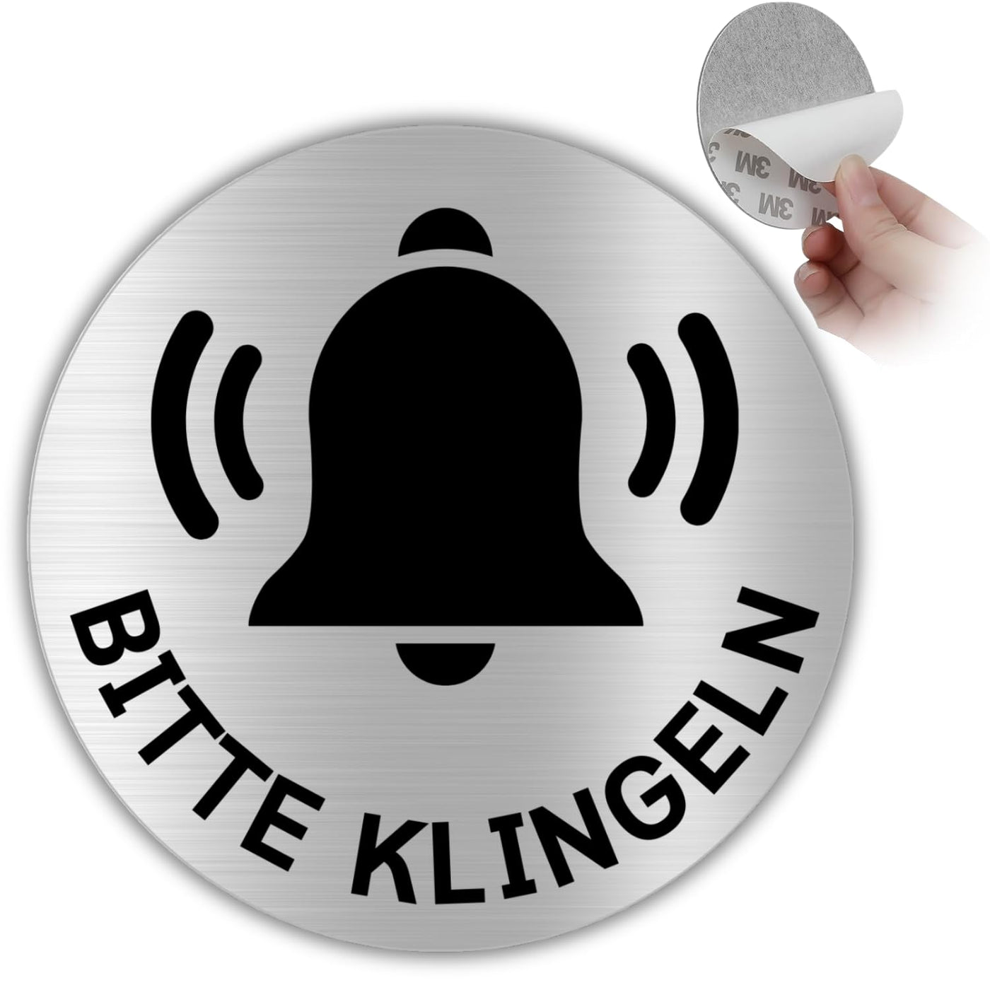 LEIASA | Selbstklebendes Schild Klingel drücken - Durchmesser Ø 100 mm