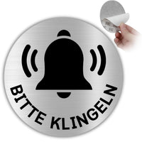 LEIASA | Selbstklebendes Schild Klingel drücken - Durchmesser Ø 100 mm - Dicke 0,8 mm - Aluminium - Klingelschild - Schild Klingel betätigen - 3M-Klebeschild - Hinweis Klingel