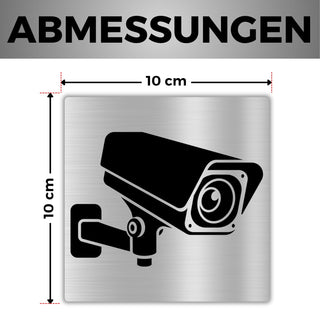 LEIASA | Selbstklebendes "Videoüberwachung"-Schild – 10x10 cm – 0,8 mm