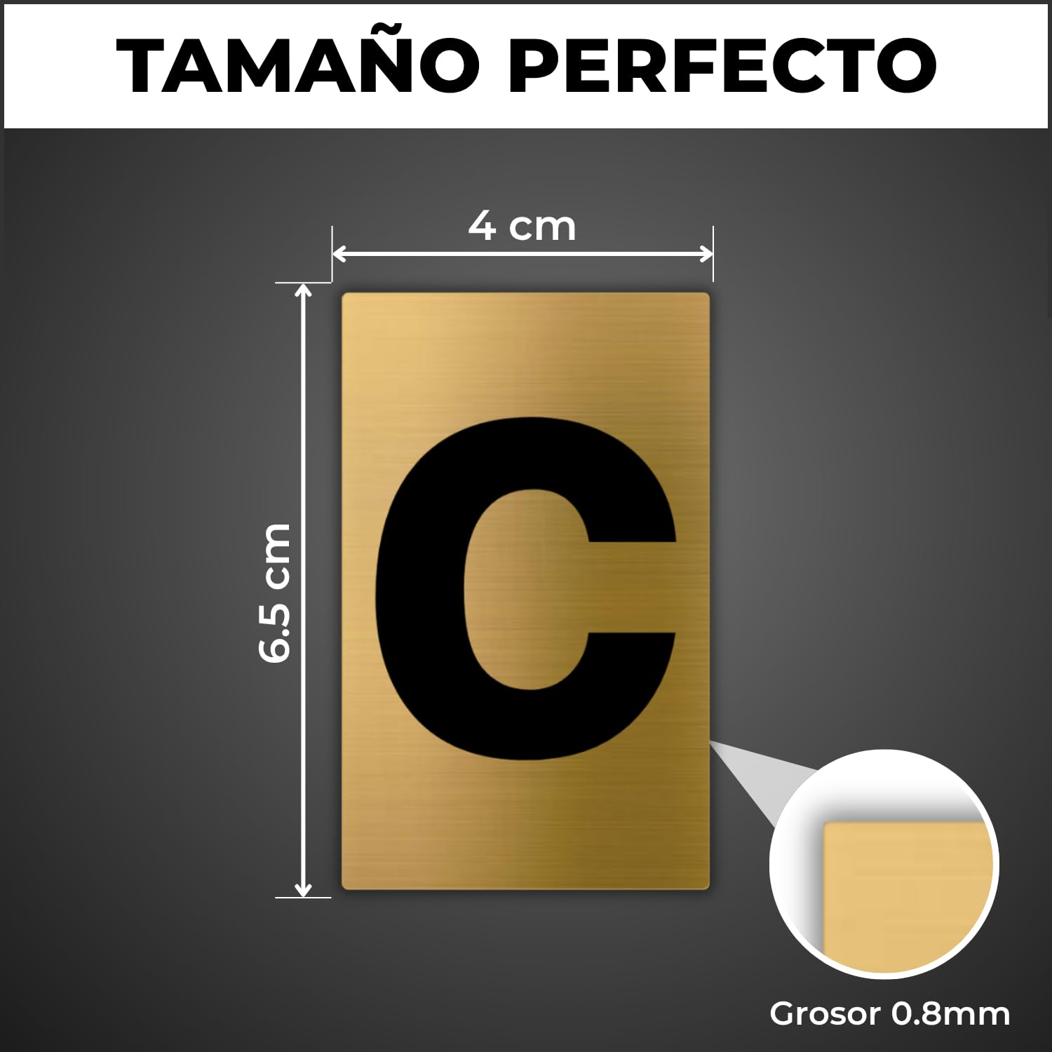 LEIASA | Número de Casa - 4x6,5 cm - Aluminio - Placa Numeración Portal - Numero para Buzón - Cifra Puerta Hotel - Cartel Dirección - Señal Número Edificio - Grosor 0.8 mm - Dorado (c, 65mm)