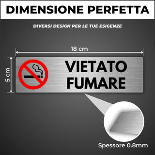 LEIASA | Cartello Adesivo Vietato Fumare - 5x18 cm - Spessore 0,8 mm -