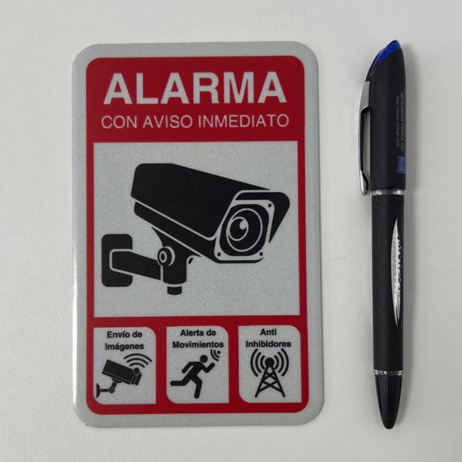 LEIASA Cartel Zona Videovigilada - 9x14 cm - Aluminio Reflectante - Placa Adhesiva - Grosor 0,6 mm - Cartel Videovigilancia - Impresión UV - Resistente Exterior - Señal Alarma Disuasorio