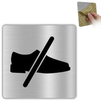 LEIASA | Cartello Togliersi le Scarpe - 10x10 cm - Alluminio - Zona Pulita