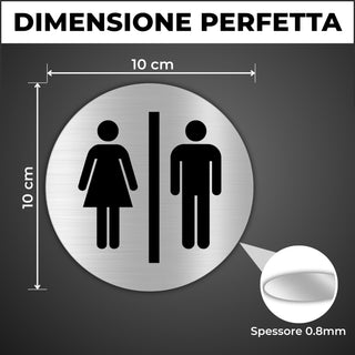 LEIASA | Segnale Adesivo WC Donna & Uomo - Spessore 0,8 mm - Diametro 