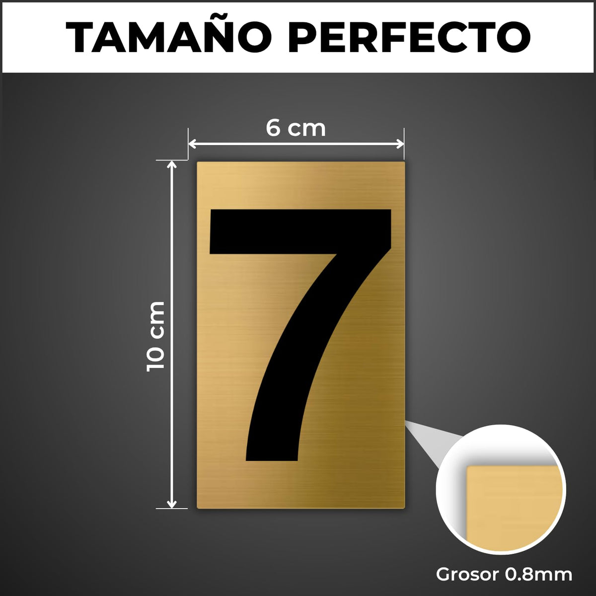 LEIASA | Goldene Hausnummer - 6x10 cm - Aluminium - Ziffernschild Tür 