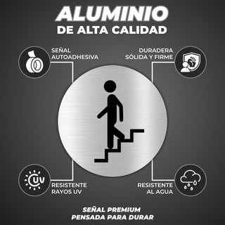 LEIASA | Panneau Escalier vers le Bas - Ø 10 cm - Aluminium - Sens Des