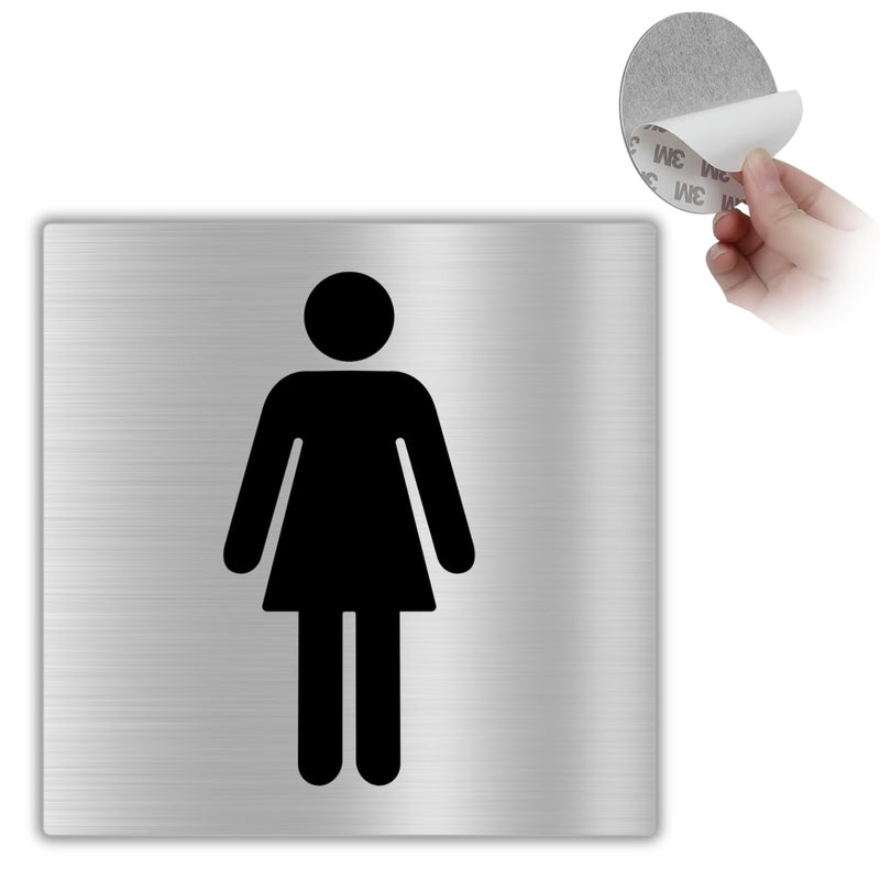 LEIASA | Selbstklebendes Damen-WC-Schild - 10x10 cm - Aluminium - 0,8 