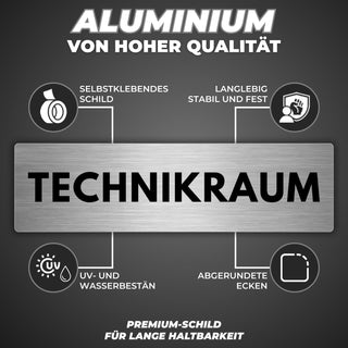 LEIASA | Schild Technikraum - 5x18 cm - Aluminium - Türschild Technik 