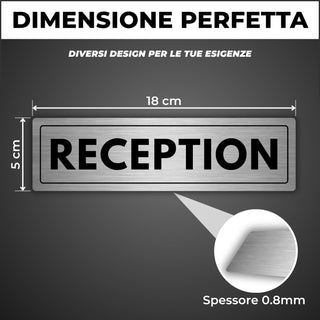 LEIASA | Cartello Reception - 5x18 cm - Spessore 0,8 mm - Alluminio - 