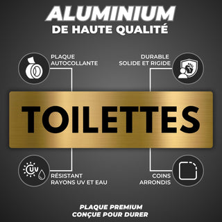 LEIASA | Panneau Toilettes - 5x18 cm - Aluminium - WC Sanitaires Colle