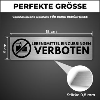LEIASA | Selbstklebendes Schild Lebensmittel verboten - 5x18 cm - Alum