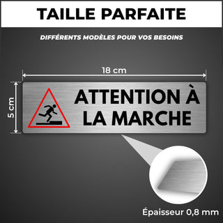 LEIASA | Panneau Attention à la Marche - 5x18 cm - Aluminium - Pancart