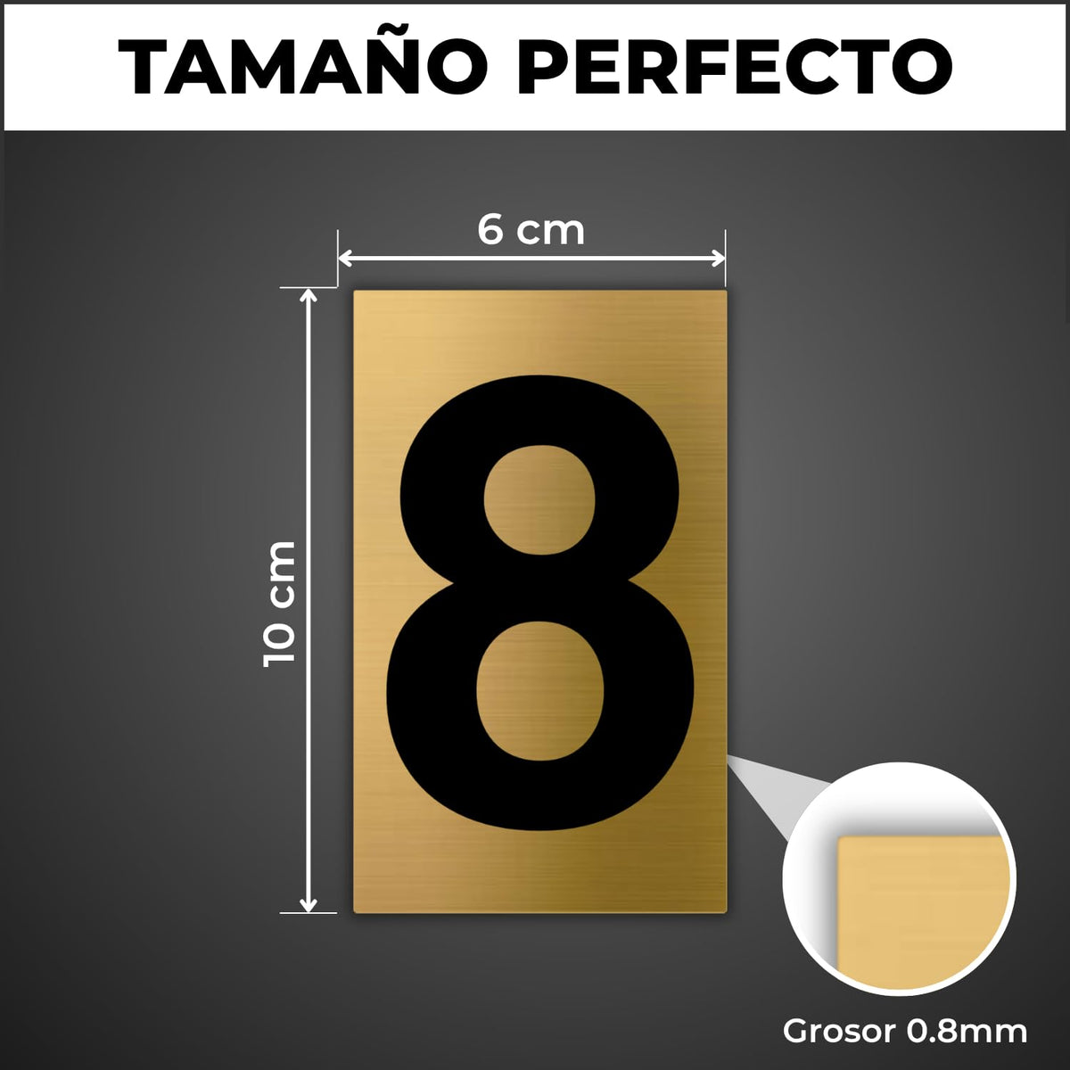 LEIASA | Goldene Hausnummer - 6x10 cm - Aluminium - Ziffernschild Tür 