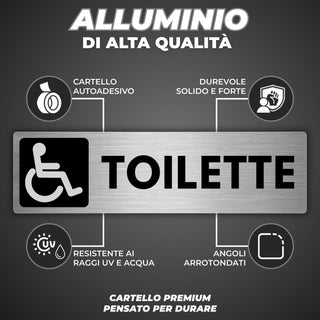 LEIASA | Segnale adesivo WC Disabilità - 5x18 cm - Spessore 0,8 mm - A