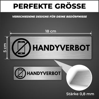 LEIASA | Selbstklebendes Schild Handyverbot - 5x18 cm - Aluminium - Hi