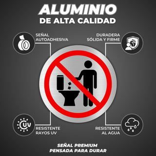 LEIASA | Cartello Non Gettare nel WC · Alluminio Ø 10 cm